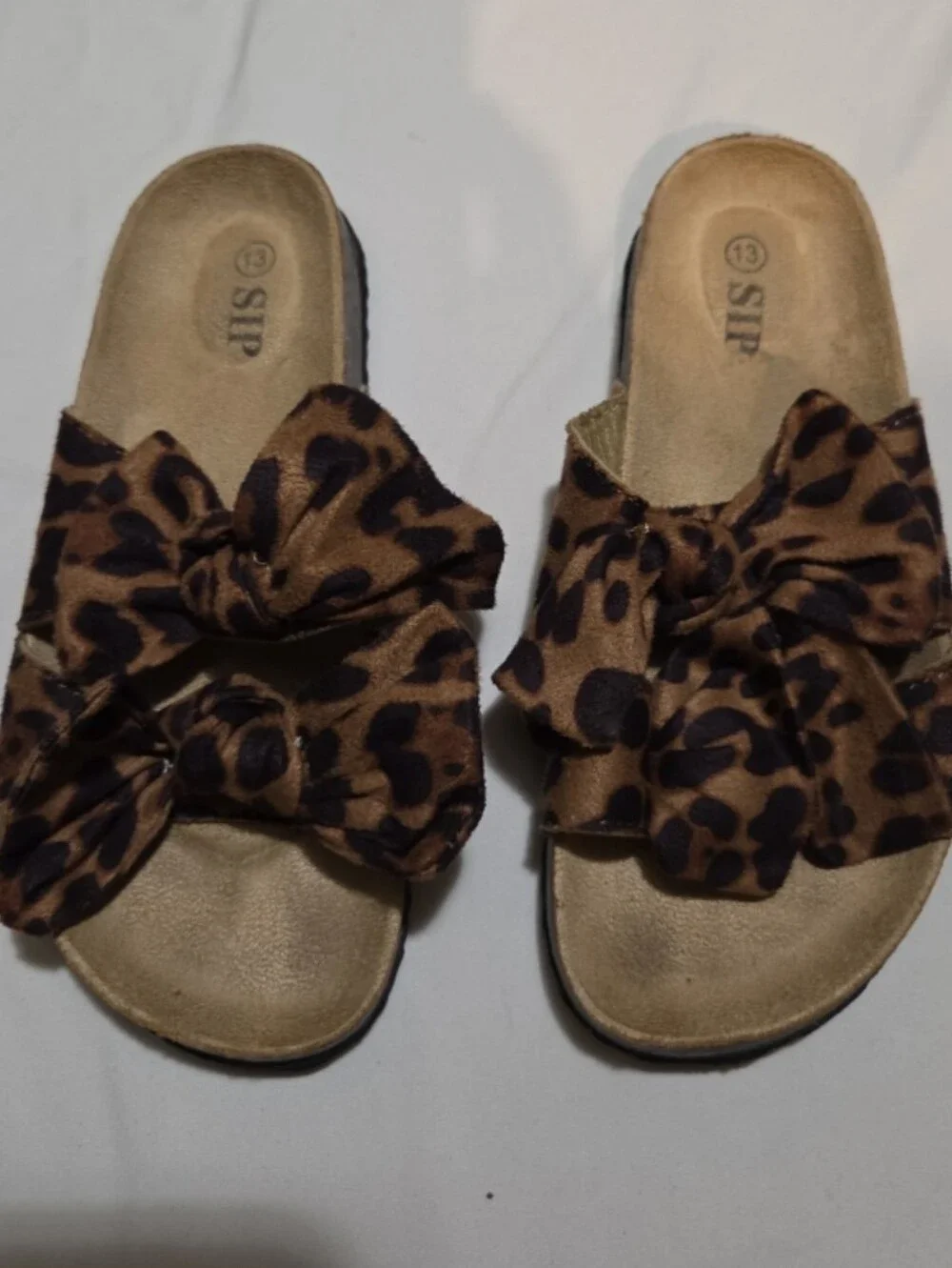 Sip older girl size 13 cheetah sandal slides #06